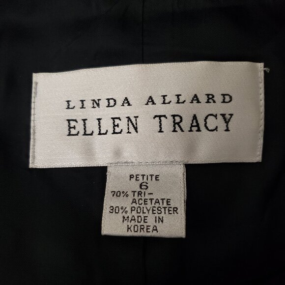 Linda Allard Ellen Tracy 6 Petite 6P Cropped Black Jacket Blazer Button Front - Picture 10 of 10